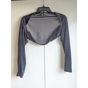 Y2K Bang! Women's Gray Mesh Long Sleeve Cropped Coverup Shrug Size XL